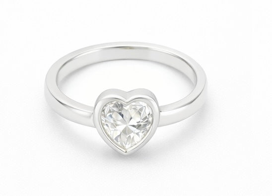 PureHeart Solitaire Silver Ring